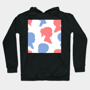 Child Silhouettes - Pink and Blue on White Background Hoodie